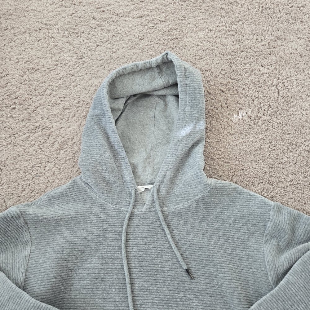 Tavi Noir Semi Cropped Hoodie Womens XS Gray Ribbed Velvet Lounge Athleisure - Picture 9 of 16